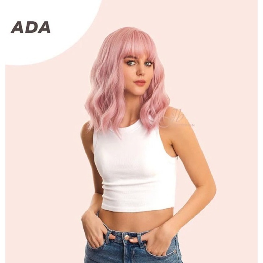 Jbextension Ada Wavy Pink Heat Resistant Synthetic‎ Fiber Wig Model JBOA005